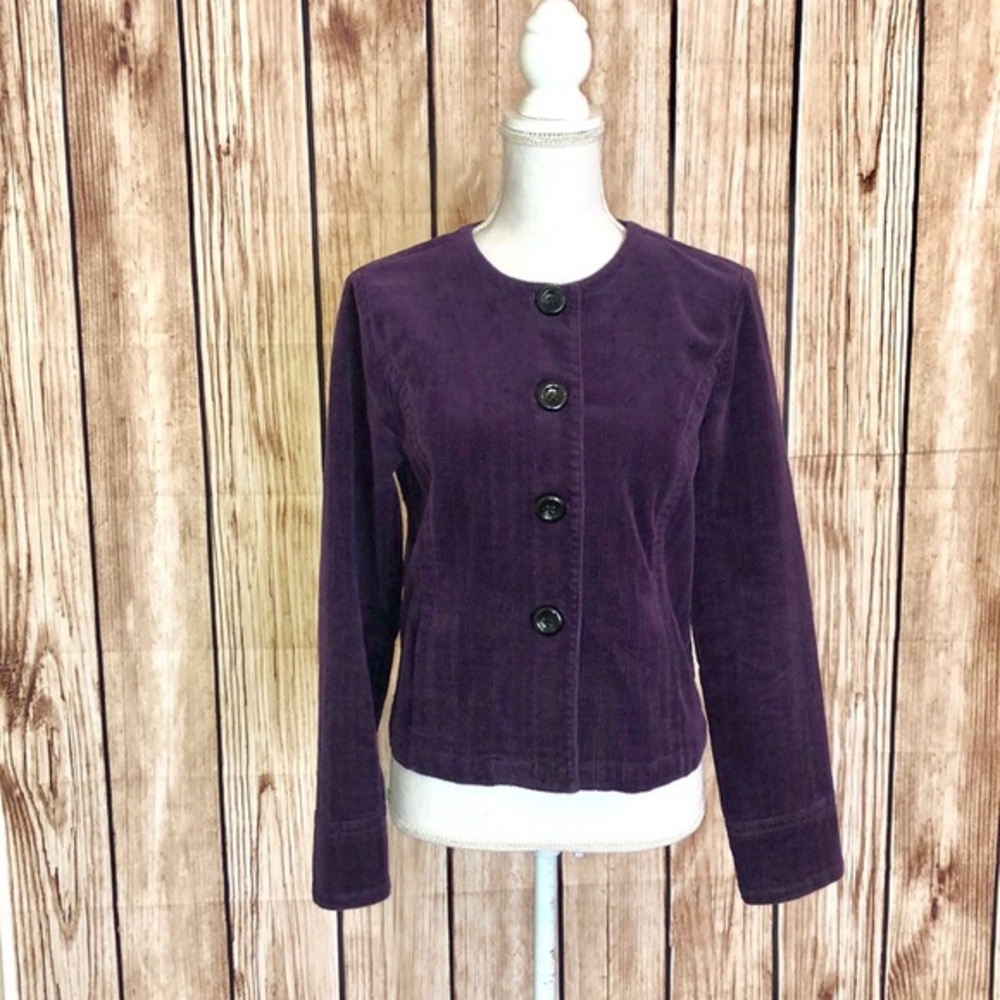Charter Club Royal Purple Corduroy Cotton 
Jacket Chunky Button Front - Small
